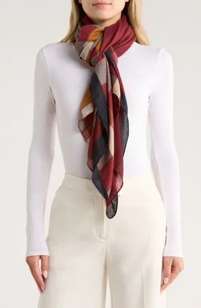 La Fiorentina Checkered Print Lightweight Wrap In Red