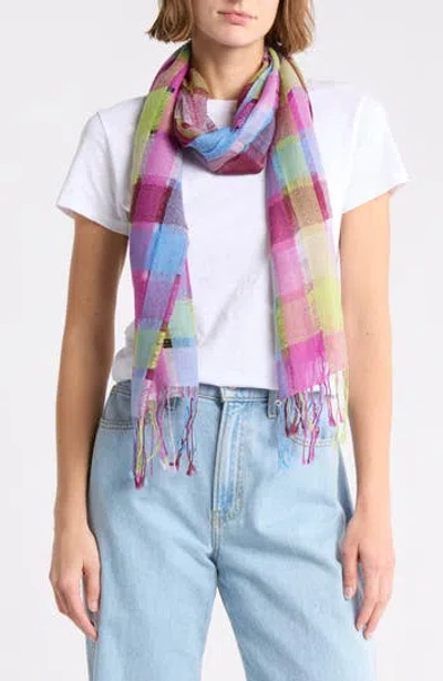 La Fiorentina Checkered Scarf In Pink