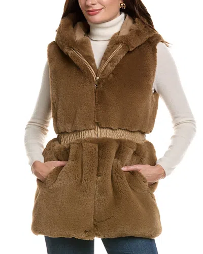 La Fiorentina Cinched Waist Vest In Brown