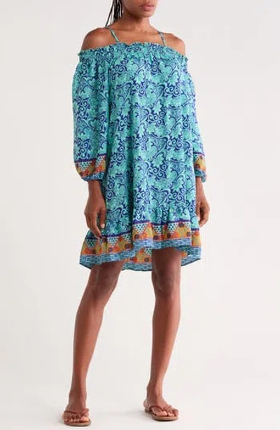 La Fiorentina Cold Shoulder Dress In Blue