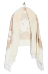 La Fiorentina Embellished Faux Fur Wrap Ruana In White