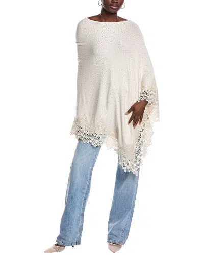 La Fiorentina Embellished Poncho In White