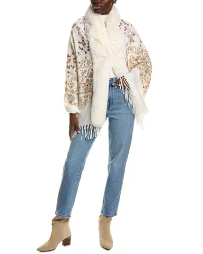 La Fiorentina Embroidered Floral Wrap In White