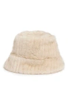 La Fiorentina Faux Fur Bucket Hat In Beige