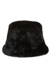 La Fiorentina Faux Fur Bucket Hat In Black