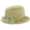 La Fiorentina Faux Fur Bucket Hat In Green