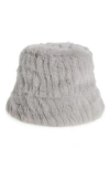 La Fiorentina Faux Fur Bucket Hat In Light Grey