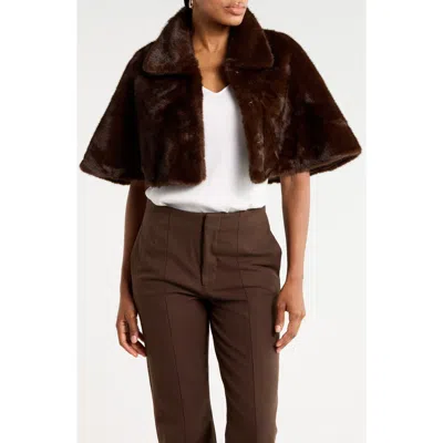 La Fiorentina Faux Fur Cape In Brown