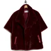 La Fiorentina Faux Fur Cape In Burgundy