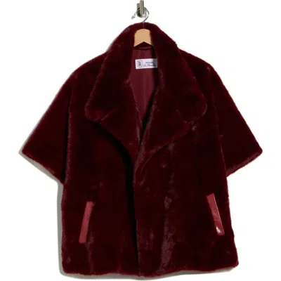 La Fiorentina Faux Fur Cape In Burgundy