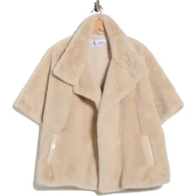 La Fiorentina Faux Fur Cape In Neutral