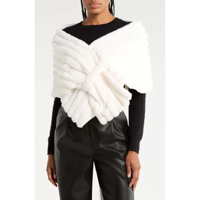La Fiorentina Faux Fur Cape In White