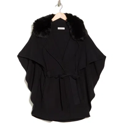 La Fiorentina Faux Fur Cape In Black