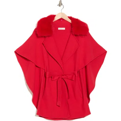 La Fiorentina Faux Fur Cape In Red
