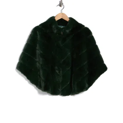 La Fiorentina Faux Fur Capelet In Green