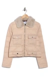La Fiorentina Faux Fur Collared Puffer Jacket In Brown