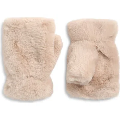 La Fiorentina Faux Fur Fingerless Mittens In Brown