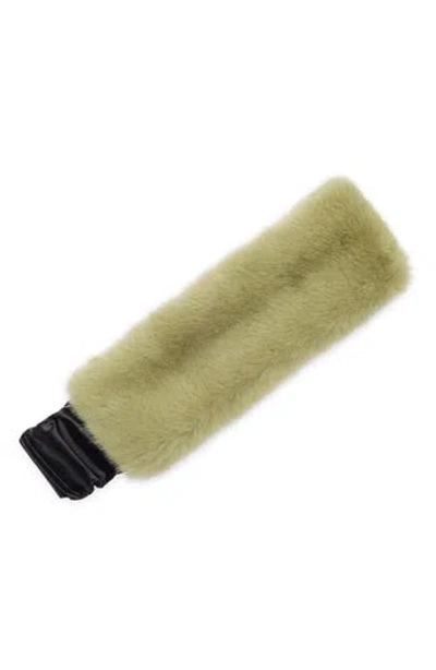 La Fiorentina Faux Fur Headband In Green