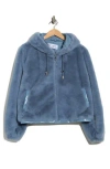 La Fiorentina Faux Fur Hoodie In Blue