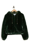 La Fiorentina Faux Fur Hoodie In Green