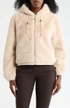 La Fiorentina Faux Fur Hoodie In Neutral