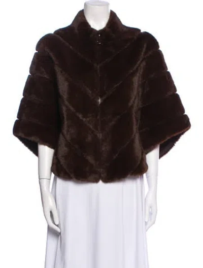 Pre-owned La Fiorentina Faux Fur Jacket In Brown