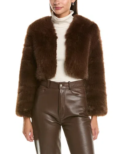 La Fiorentina Faux Fur Jacket In Brown