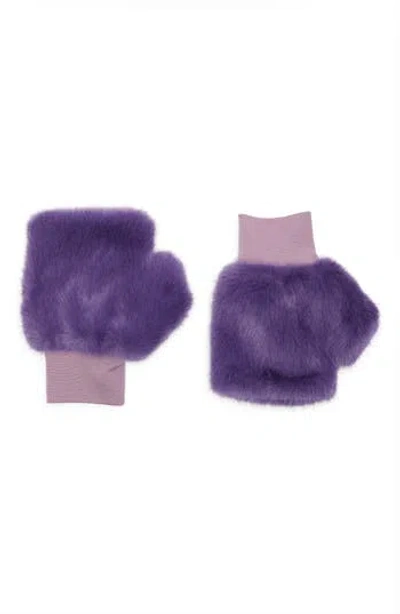 La Fiorentina Faux Fur Mittens In Purple