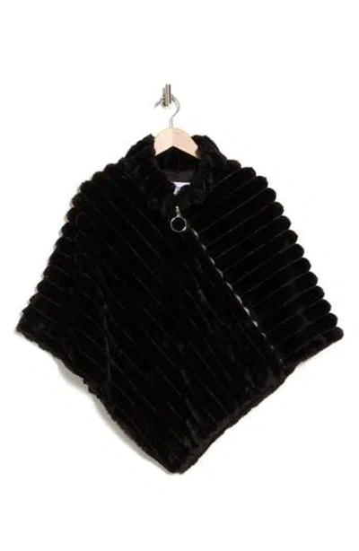La Fiorentina Faux Fur Poncho In Black