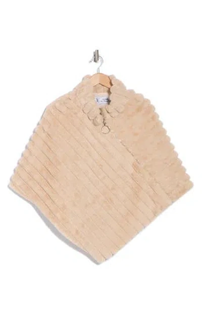 La Fiorentina Faux Fur Poncho In Taupe
