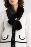 La Fiorentina Faux Fur Pull Through Scarf In Black