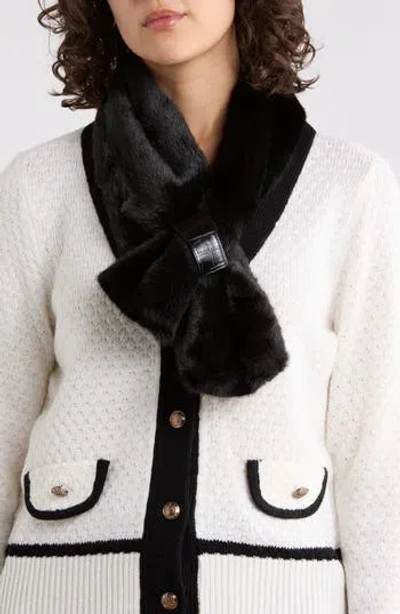 La Fiorentina Faux Fur Pull Through Scarf In Black