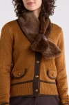 La Fiorentina Faux Fur Pull Through Scarf In Brown