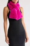 La Fiorentina Faux Fur Pull Through Scarf In Fuxia