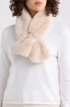 La Fiorentina Faux Fur Pull Through Scarf In Sand