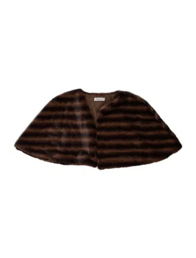 Pre-owned La Fiorentina Faux Fur Striped Jacket W/ Tags In Brown