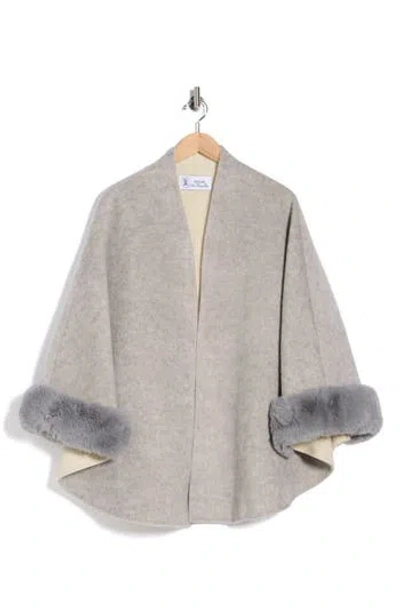 La Fiorentina Faux Fur Trim Caplet In Gray