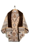 La Fiorentina Faux Fur Trim Cocoon Cape In Multi