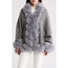 La Fiorentina Faux Fur Trimmed Wrap In Grey
