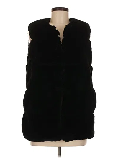 Pre-owned La Fiorentina Faux Fur Vest In Black