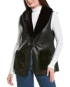 La Fiorentina Faux Leather Vest In Black