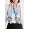 La Fiorentina Floral Print Scarf In Blue