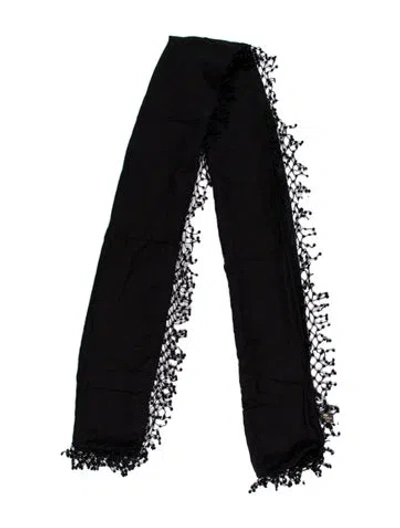 Pre-owned La Fiorentina Floral Print Scarf In Black