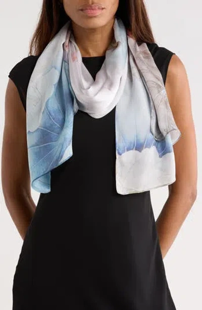 La Fiorentina Floral Print Silk Scarf In Blue