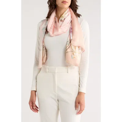 La Fiorentina Floral Print Silk Scarf In Pink