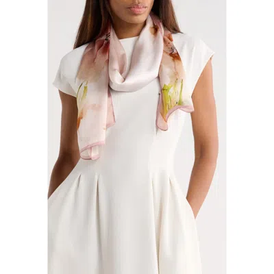 La Fiorentina Floral Print Silk Scarf In Pink