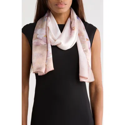 La Fiorentina Floral Print Silk Scarf In White