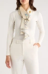 La Fiorentina Floral Print Silk Scarf In Neutral