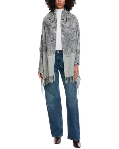 La Fiorentina Floral Print Wool & Cashmere-blend Wrap In Gray