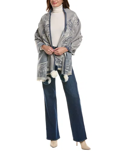 La Fiorentina Floral Print Wrap In Gray